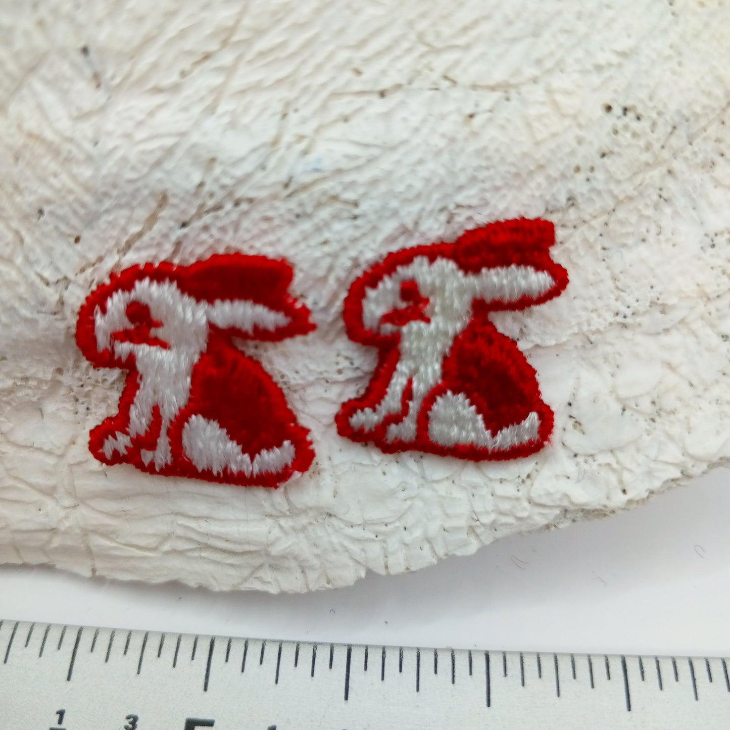 White red, cute bunny sewing appliqué #452