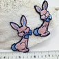 VINTAGE Pink Blue Rabbit with Bow sew on Patches Sweet Proud Bunny Appliques #449