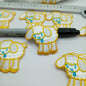 Yellow cyan white sheep sewing, appliqué Patches #433