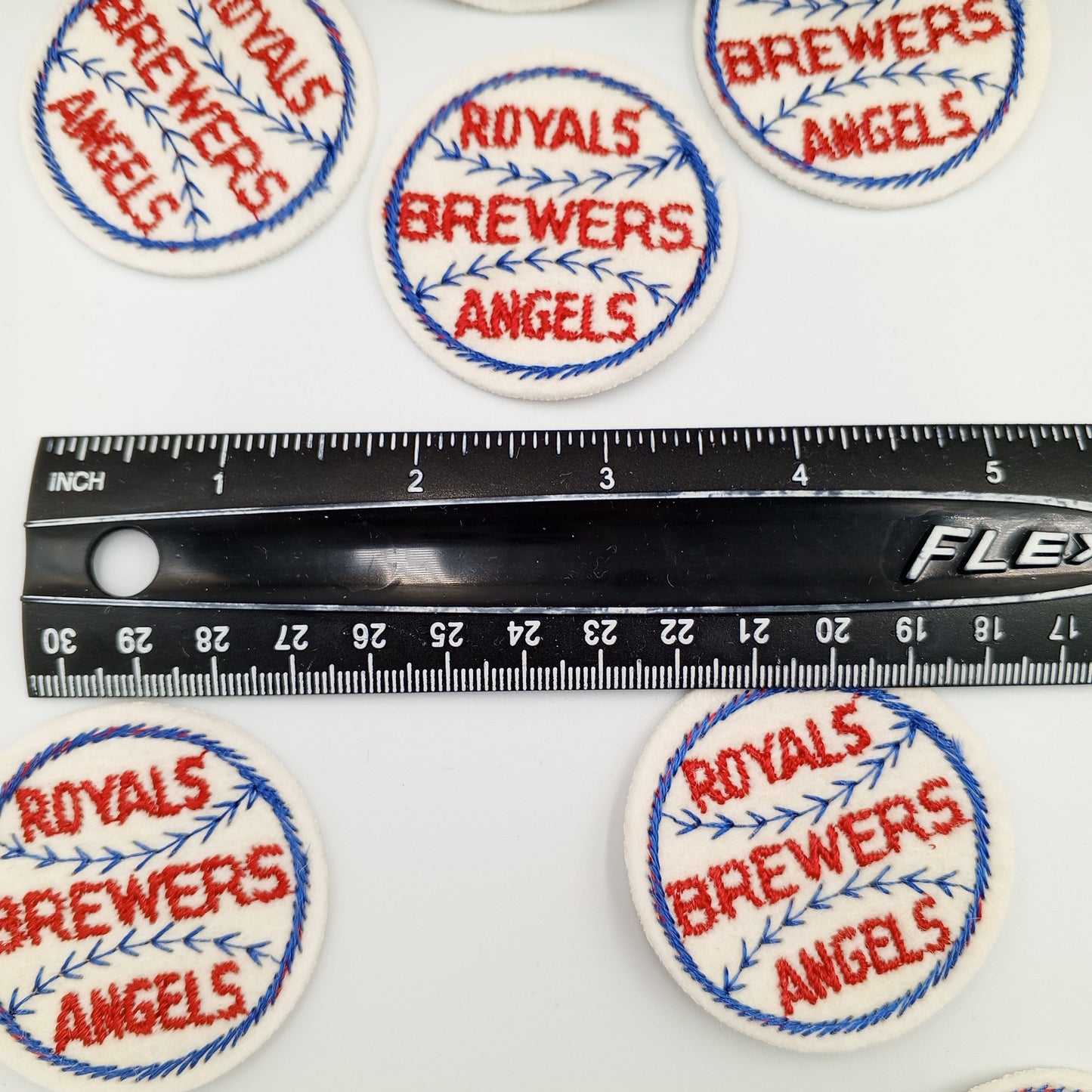 VINTAGE Badge Patches Royals Brewers Angels Red Blue baseball Embroidered Appliques #748