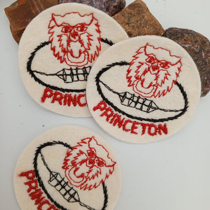 VINTAGE Badge Patches red black off-white, PRINCETON football Embroidered Appliques #745