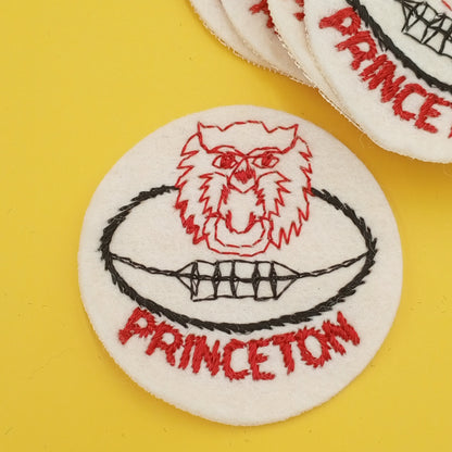 VINTAGE Badge Patches red black off-white, PRINCETON football Embroidered Appliques #745