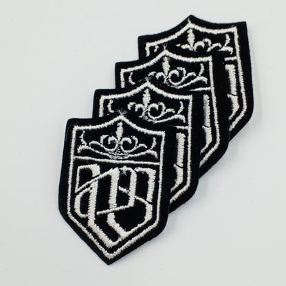 VINTAGE Badge Patches black White Embroidered Patch Iron on Appliques #730