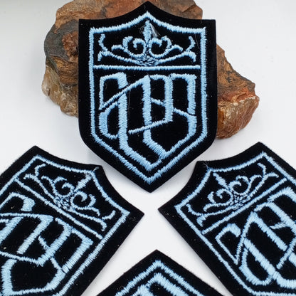 VINTAGE Badge Patches black light blue Embroidered patch Iron on Appliques #720