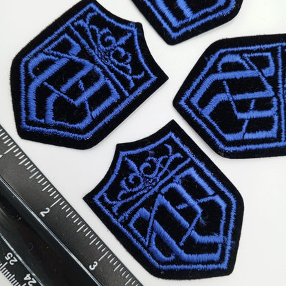 VINTAGE Badge Patches black Blue Embroidered Patch Iron on Appliques #718