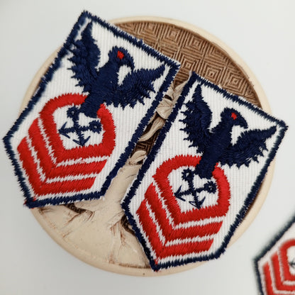 VINTAGE Navy Eagle Badge Patches white twill Red Embroidered patch Appliques #717