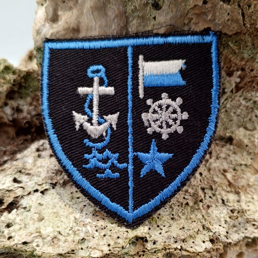 VINTAGE Sailor Badge Patches black blue Star silver gray Embroidery Anchor  Patch Appliques #704