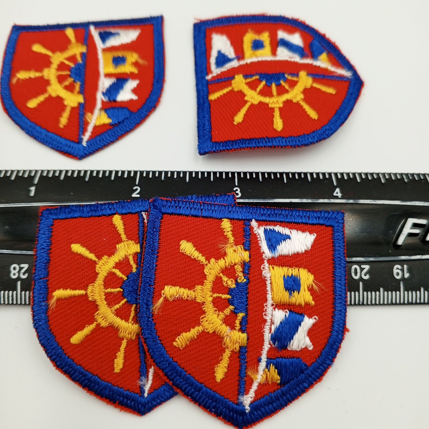 VINTAGE Badge Patches blue white red yellow gold Sail wheel Embroidery Patch Appliques #703