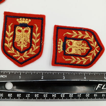 VINTAGE Red Badge Patches navy metallic gold Crown Embroidery Patch Appliques #701