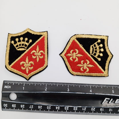 VINTAGE Badge Patches gold crown, black Red Embroidery Patch Iron on Appliques #700