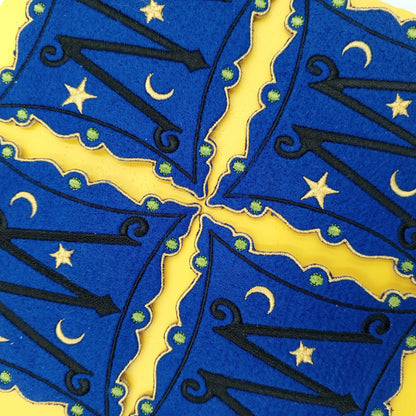 VINTAGE Badge Patches yellow green blue black nighttime moon and stars Embroidered Appliques #733