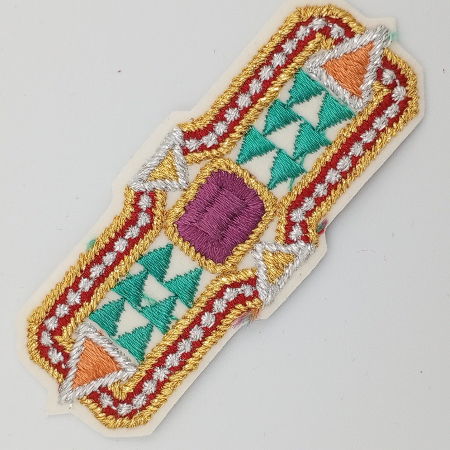 VINTAGE Badge Patches metallic gold, silver red orange, green grape purple Embroidered Appliques #734