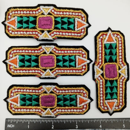 VINTAGE Badge Patches metallic gold, silver red orange, black green grape purple Embroidered Appliques #735