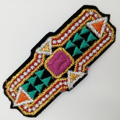 VINTAGE Badge Patches metallic gold, silver red orange, black green grape purple Embroidered Appliques #735