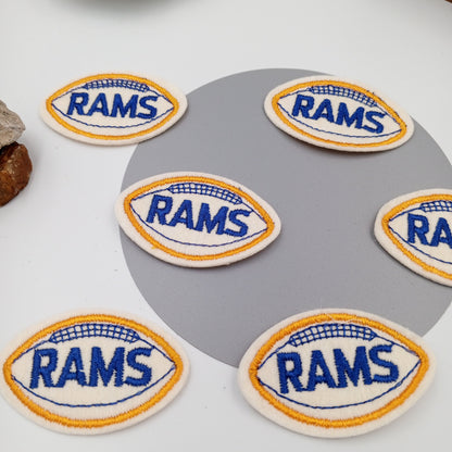 VINTAGE Badge Patches white yellow blue rams Embroidered Appliques #755