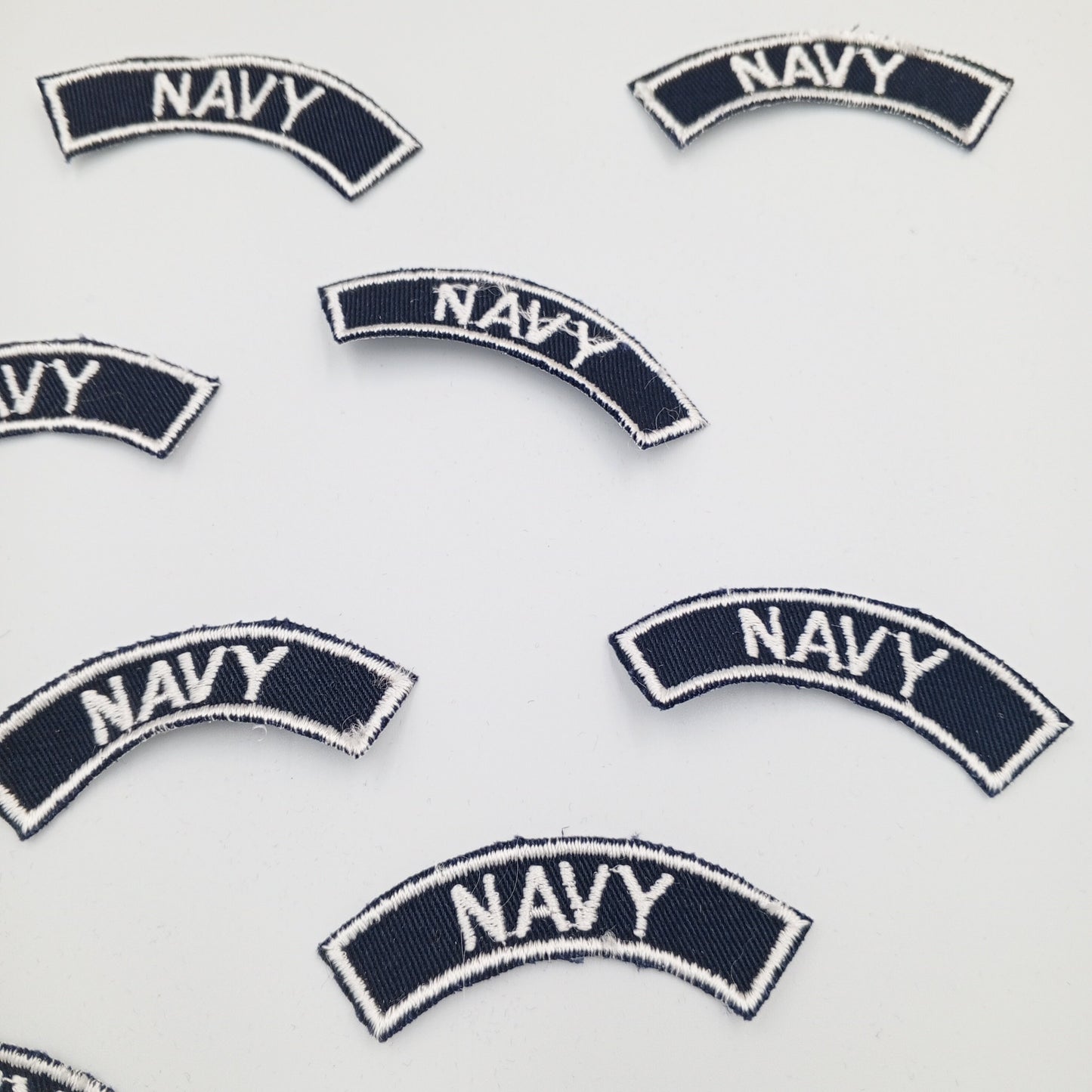 VINTAGE Badge Patches white navy, Embroidered Appliques #757