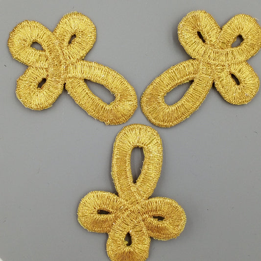 GOLD KNOT Iron on Patches METALLIC Gold Cross knots Design Embroidered Appliques Embellishments #770