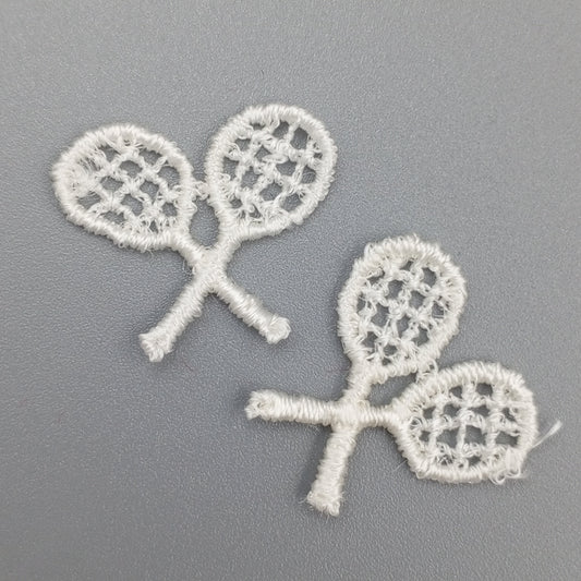 VINTAGE Tennis appliques embroidery White Patches #920