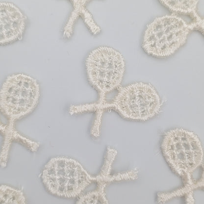 VINTAGE Tennis appliques embroidery White Patches #920