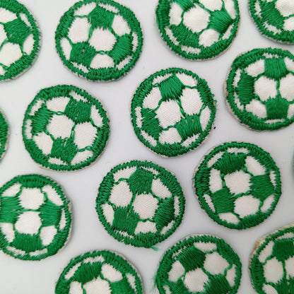 VINTAGE Soccer ball patches green white embroidered applique #924