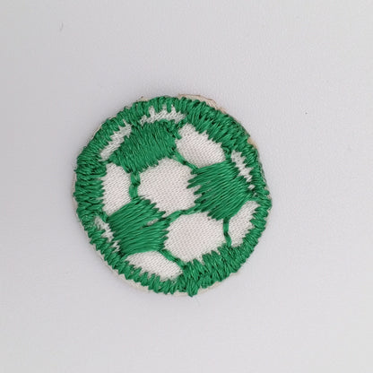 VINTAGE Soccer ball patches green white embroidered applique #924