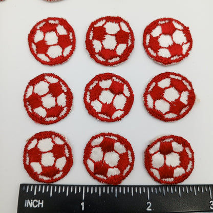 VINTAGE Soccer ball patches red white embroidered applique #923