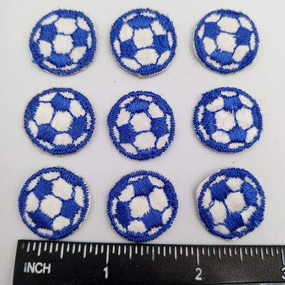 VINTAGE Soccer ball patches blue white embroidered applique #922