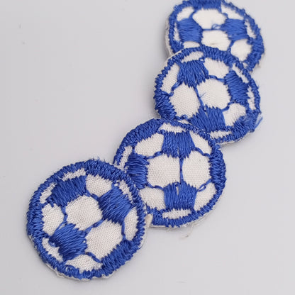 VINTAGE Soccer ball patches blue white embroidered applique #922