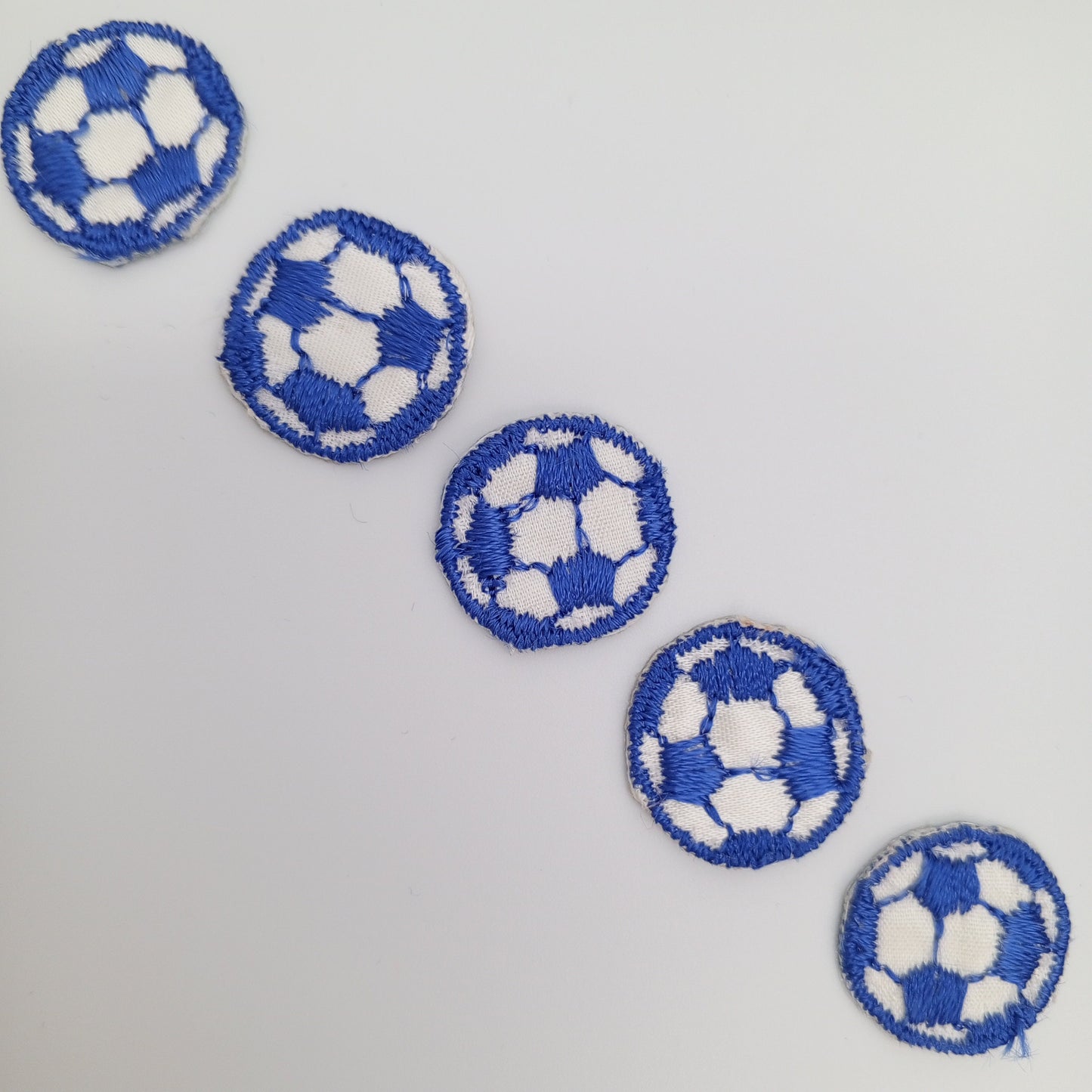 VINTAGE Soccer ball patches blue white embroidered applique #922