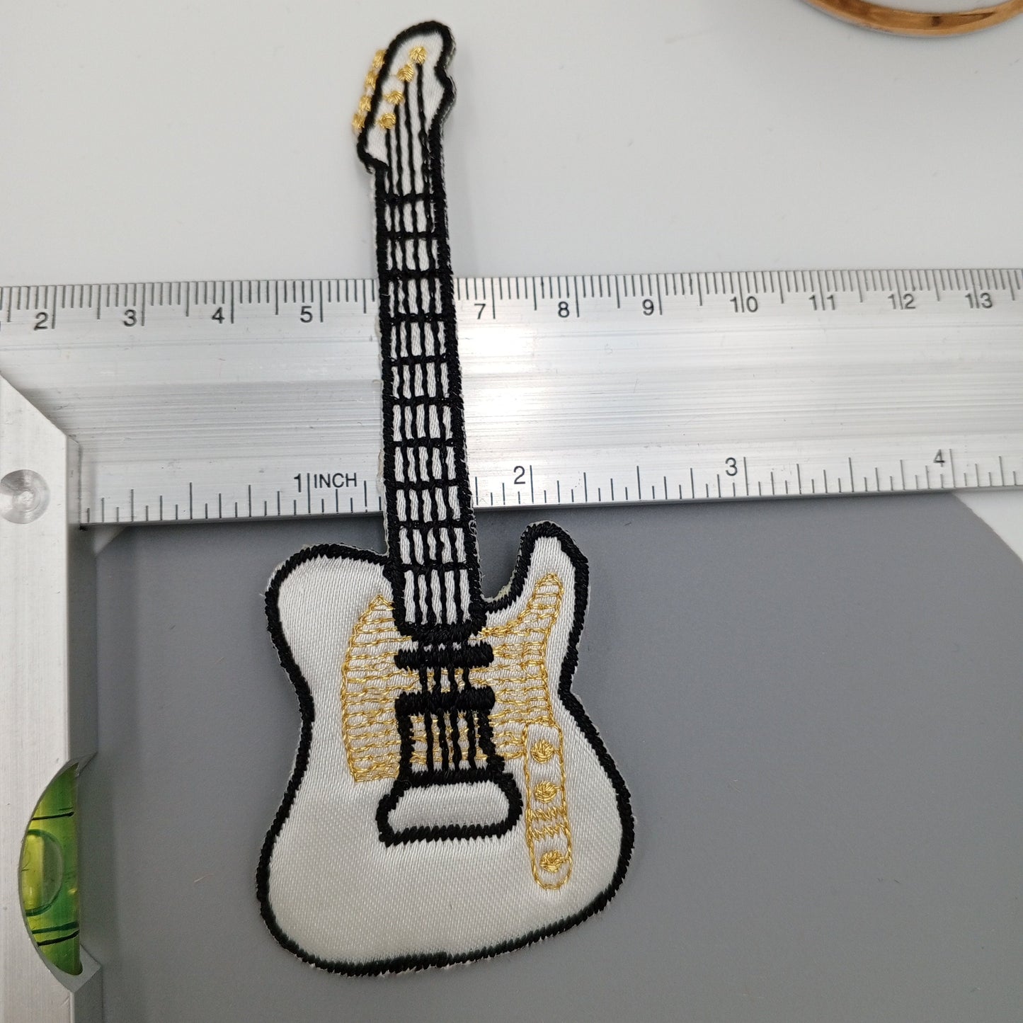 VINTAGE electric guitar Patches white black metallic gold Embroidered Appliques #943