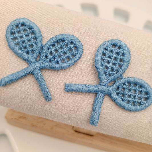 VINTAGE Tennis Patches light blue Embroidered Appliques #917