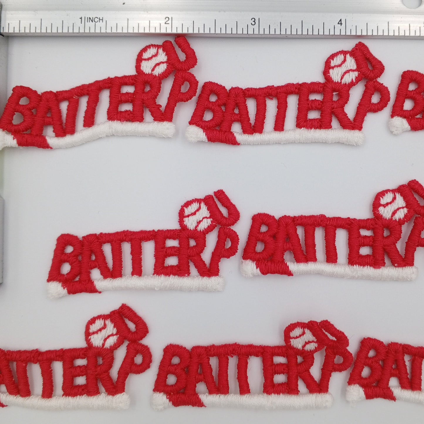 VINTAGE Letter Words Patches white red batter up baseball Embroidered Appliques #800