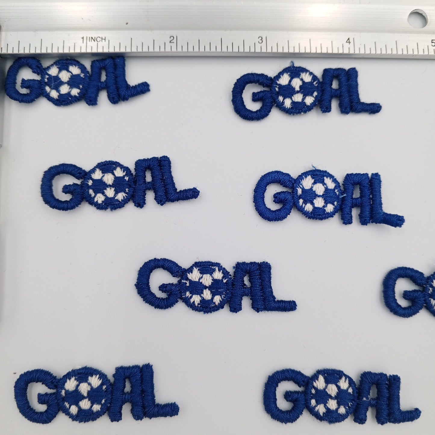 VINTAGE Letter Words Patches white blue GOAL soccer/football Embroidered Appliques #801