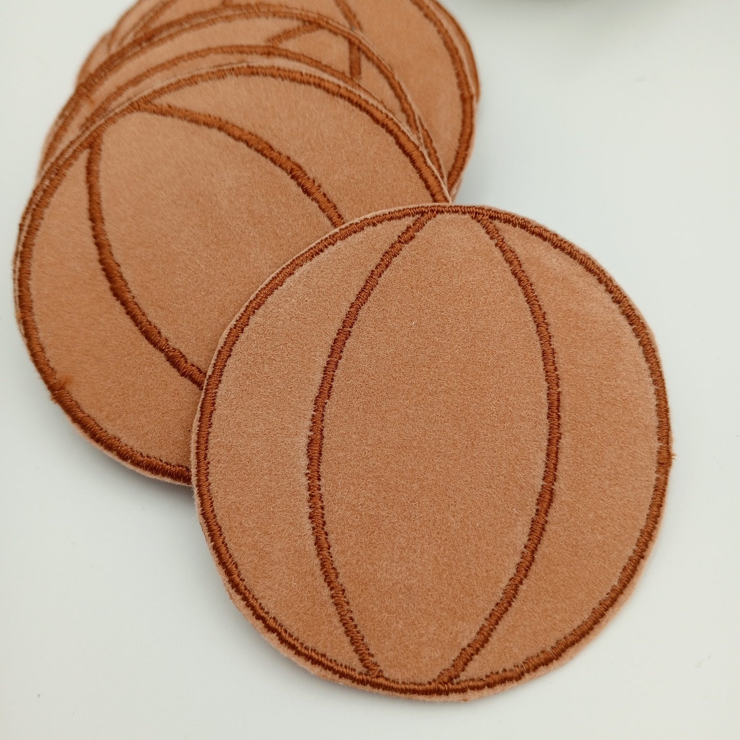 VINTAGE Basketball Patches brown beige Embroidered Appliques #905