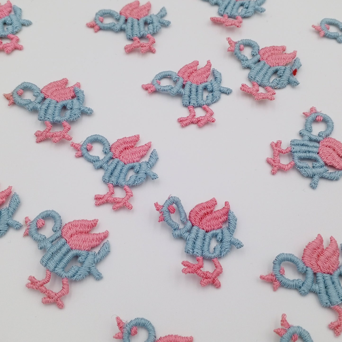 VINTAGE Letter Words Patches pink blue chick Embroidered Appliques #806