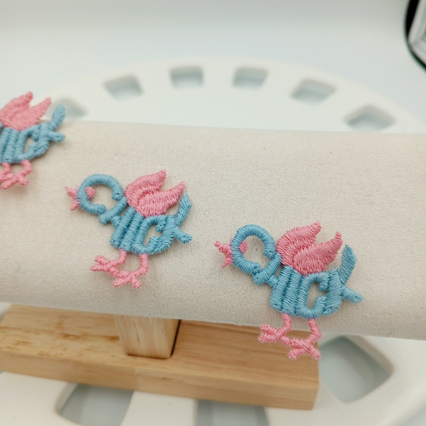 VINTAGE Letter Words Patches pink blue chick Embroidered Appliques #806