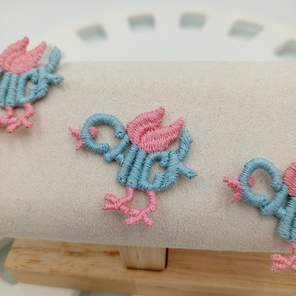 VINTAGE Letter Words Patches pink blue chick Embroidered Appliques #806