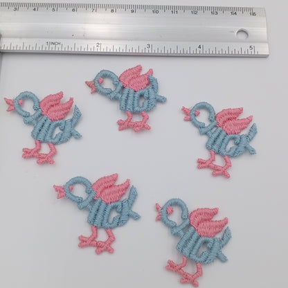 VINTAGE Letter Words Patches pink blue chick Embroidered Appliques #806