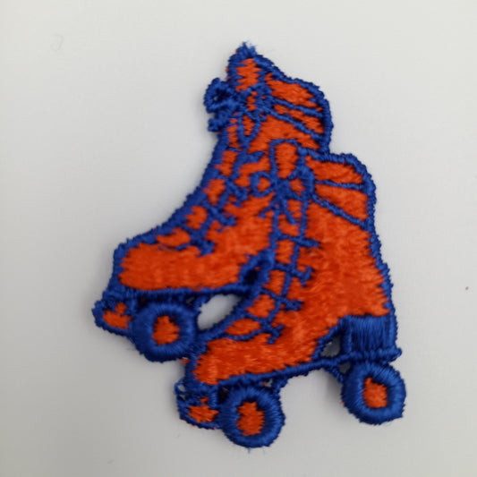 Retro Orange Roller Skate Boots Appliques Vintage Blue Roller Boots Embroidered Roller Shoes Sewing Patches for a Vintage Aesthetic #907