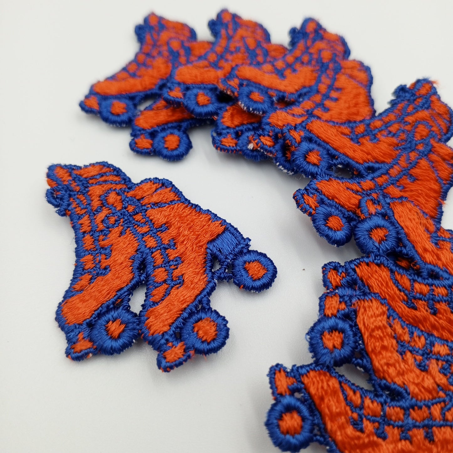 Retro Orange Roller Skate Boots Appliques Vintage Blue Roller Boots Embroidered Roller Shoes Sewing Patches for a Vintage Aesthetic #907