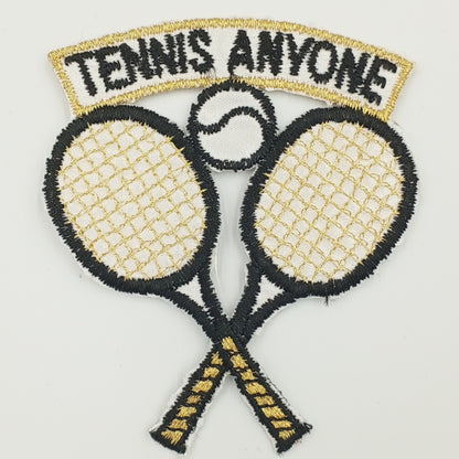 Vintage Tennis Tournament Rackets Tennis Team Patch black white metallic gold Tennis Club Racquets Embroidered Appliques Iron-on Patch #903