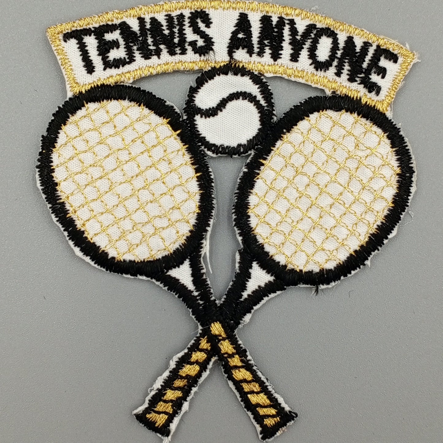 Vintage Tennis Tournament Rackets Tennis Team Patch black white metallic gold Tennis Club Racquets Embroidered Appliques Iron-on Patch #903