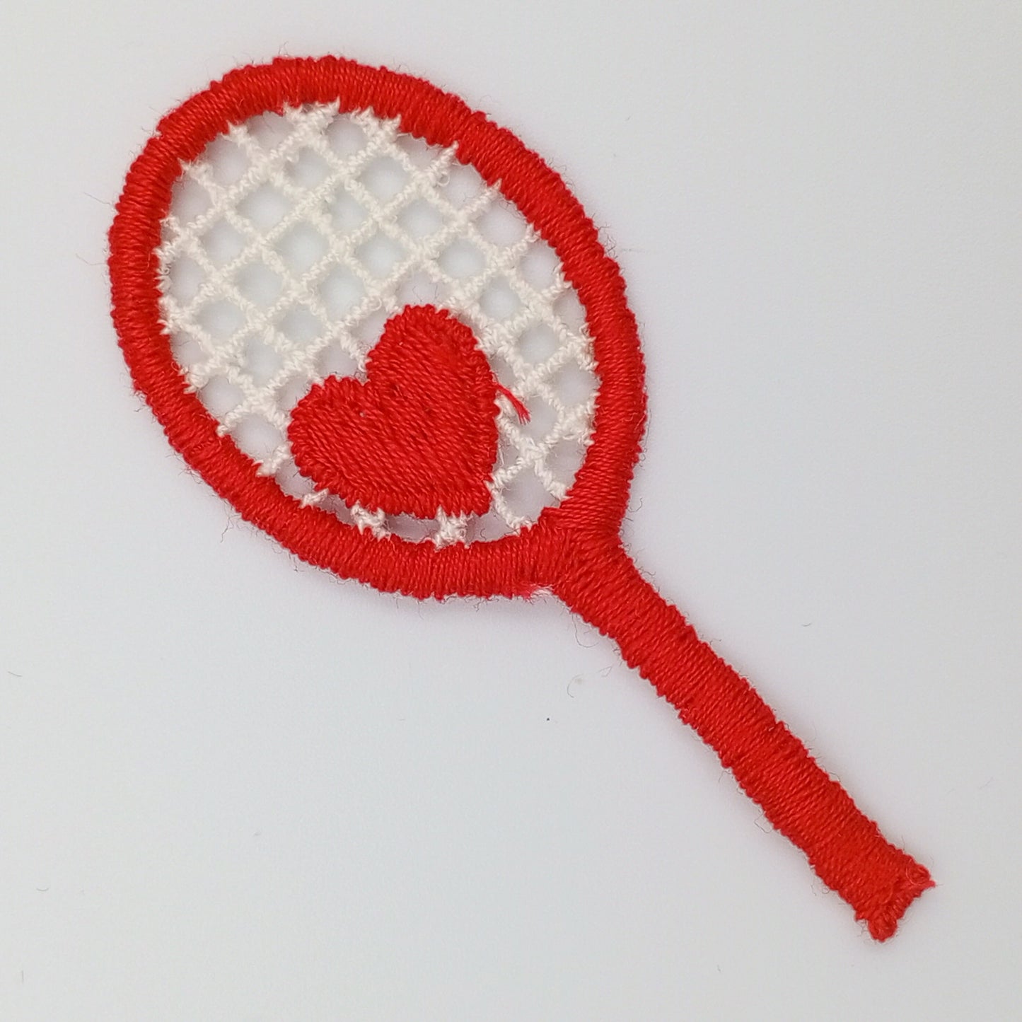 VINTAGE Red Heart tennis Rackets Patches  off white Embroidered Love tennis Appliques #914