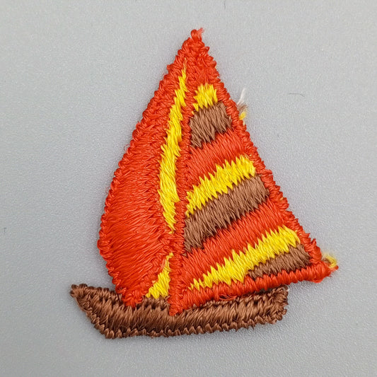 VINTAGE Sailboat Patch Nautical Ship Embroidery Applique Patches Yellow Brown Orange Insignia Emblem Decal Embroidered Sailor Patch #900