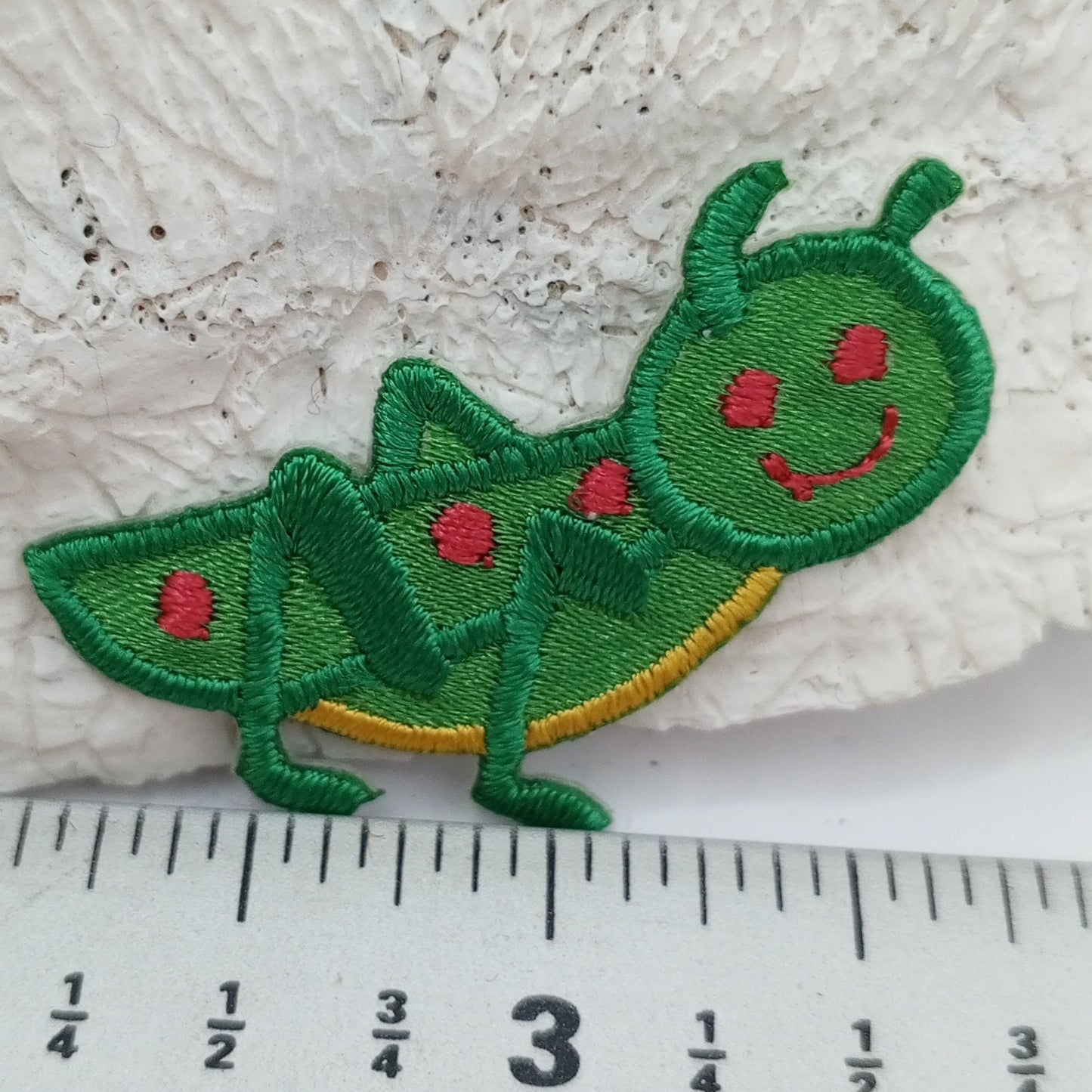 Cute Green grasshopper Patches yellow red iron on sewing appliqué #481