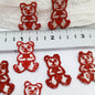 Tiny Red white Teddy bear sewing appliqué Small patches #472