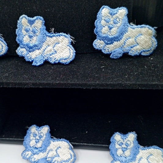 Wildlife appliques Light Blue White Lion Patches #401