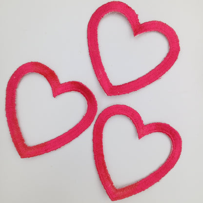 Valentine Hot Pink Heart Appliques VINTAGE Iron on Patches #641