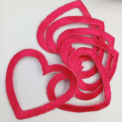 Valentine Hot Pink Heart Appliques VINTAGE Iron on Patches #641