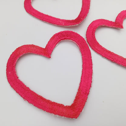 Valentine Hot Pink Heart Appliques VINTAGE Iron on Patches #641